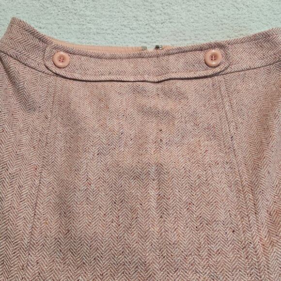 Ann Taylor LOFT Pink Tweed Herringbone Skirt A-line Women's Sz 10 Wool Silk - Picture 2 of 8